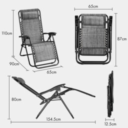 Vonhaus Verona 2 Pack Zero Gravity Chair - Grey - thumbnail 7