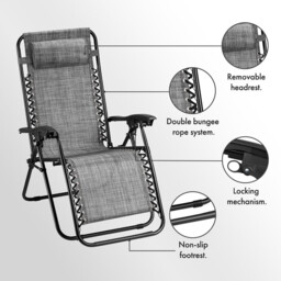 Vonhaus Verona 2 Pack Zero Gravity Chair - Grey - thumbnail 3