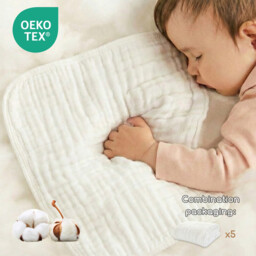 LeBonsoir Towels， 5 Pack Muslin Cloths for Baby， 100% Cotton 6 Layers Absorbent Baby Muslin Squares Cloths for Newborn Boy and Girl， Soft， Breathable and Extremely Absorbent Baby Muslin Burp Cloths， 30*50cm， 5 Pack (White) - thumbnail 5