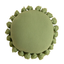 MEROPE, Acrylic Fringed Round Cushion, 45x45cm, green, 1pack - thumbnail 4