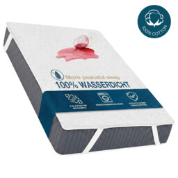 LeBonsoir， 100% Cotton， Waterproof Mattress Protector， Breathable Mattress Topper， Non Slip with 4 Corner Elastics， Stain Protection， Washable， Water Proof，Crinkle-Free Mattress Topper， Breathable， White， 180 x 200cm - thumbnail 1