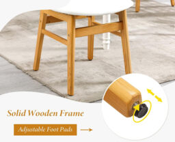 chairus Rattan Dining Chairs Set of 2 Kitchen Side Chairs with Wood Legs for Dining Room, PU Leather White - thumbnail 2