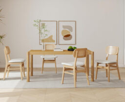 chairus Rattan Dining Chairs Set of 2 Kitchen Side Chairs with Wood Legs for Dining Room, PU Leather White - thumbnail 5