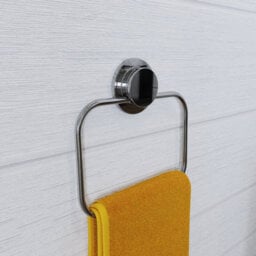 Croydex Stick 'n' Lock Towel Ring - Chrome - thumbnail 1