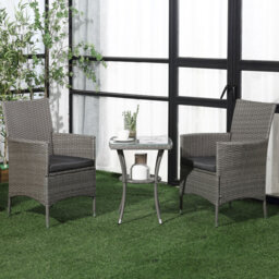 Outsunny 3 Piece Rattan Bistro Set - thumbnail 2