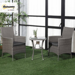 Outsunny 3 Piece Rattan Bistro Set - thumbnail 3