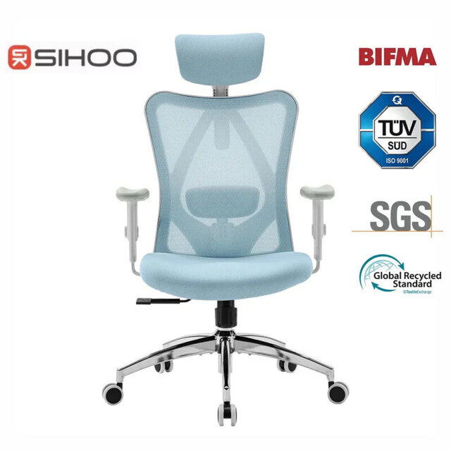 Sihoo M18 Ergonomic Office Chair, Computer Desk Chair with Adjustable Headrest and Lumbar Support, High Back Executive Swivel Chair for Home Office (Morandi Blue) - image 1