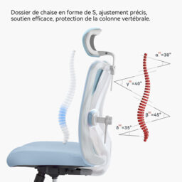 Sihoo M18 Ergonomic Office Chair, Computer Desk Chair with Adjustable Headrest and Lumbar Support, High Back Executive Swivel Chair for Home Office (Morandi Blue) - thumbnail 4