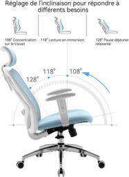 Sihoo M18 Ergonomic Office Chair, Computer Desk Chair with Adjustable Headrest and Lumbar Support, High Back Executive Swivel Chair for Home Office (Morandi Blue) - thumbnail 7
