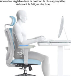 Sihoo M18 Ergonomic Office Chair, Computer Desk Chair with Adjustable Headrest and Lumbar Support, High Back Executive Swivel Chair for Home Office (Morandi Blue) - thumbnail 3