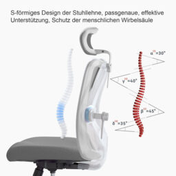 Sihoo M18 Ergonomic Office Chair, Computer Desk Chair with Adjustable Headrest and Lumbar Support, High Back Executive Swivel Chair for Home Office (Grey) - thumbnail 2