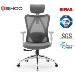 Sihoo M18 Ergonomic Office Chair, Computer Desk Chair with Adjustable Headrest and Lumbar Support, High Back Executive Swivel Chair for Home Office (Grey) - thumbnail 1
