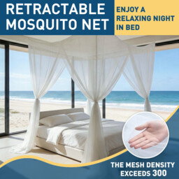 LeBonsoir Four-Sided Bed Net, Summer Mosquito Protection, Rectangular Outdoor Travel Mosquito Net, for Camping/Indoor/Outdoor/Travel Use, Bed Tent/Bed Cover/Bed Curtain, with 6 Hanging Rings and 4 Openings, White, L 210 × W 200 × H 200 cm - thumbnail 2