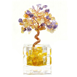 JU7CER 1PC Citrine Tree with Treasure Bowl Teacup - Natural Crystal Chip Money Tree, Mixed Decoration of Amethyst & Yellow Crystal, Wealth Tree Ornament for Office, Home & Wedding Decor, Christmas Must-Have - thumbnail 5
