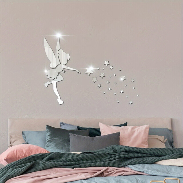 8pcs PVC mirror stickers, elegant dancer mirror stickers, 22*20cm，silver