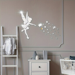 8pcs PVC Mirror Stickers, Elegant Dancer Mirror Stickers, 22x20cm, Silver - thumbnail 6