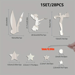 8pcs PVC Mirror Stickers, Elegant Dancer Mirror Stickers, 22x20cm, Silver - thumbnail 2