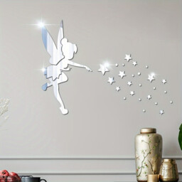 8pcs PVC Mirror Stickers, Elegant Dancer Mirror Stickers, 22x20cm, Silver - thumbnail 3