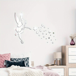 8pcs PVC Mirror Stickers, Elegant Dancer Mirror Stickers, 22x20cm, Silver - thumbnail 4
