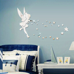 8pcs PVC Mirror Stickers, Elegant Dancer Mirror Stickers, 22x20cm, Silver - thumbnail 5