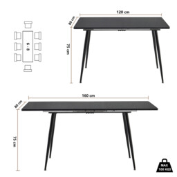 URBAN MEUBLE Black Wood Effect Extendable Dining Table - thumbnail 7