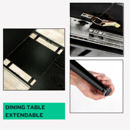 URBAN MEUBLE Black Wood Effect Extendable Dining Table - thumbnail 6