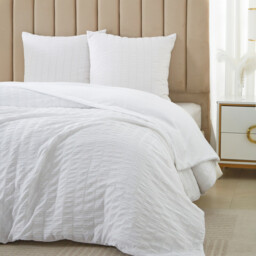 Meeallhome  Seersucker Duvet Cover Set 135*200cm/50*75cm*1  White - thumbnail 5