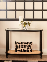 Interiors by Premier Console Table Cebu Elm Wood & Rattan Black/Natural