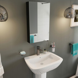 Croydex Dawley Bathroom Mirror Cabinet (67x40x10cm)  - Black - thumbnail 1
