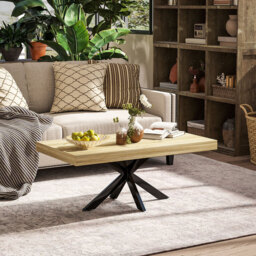 HOMCOM Coffee Table Contemporary Rectangle Oak Effect/Black - thumbnail 6