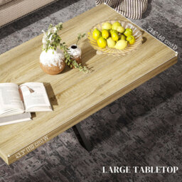 HOMCOM Coffee Table Contemporary Rectangle Oak Effect/Black - thumbnail 4