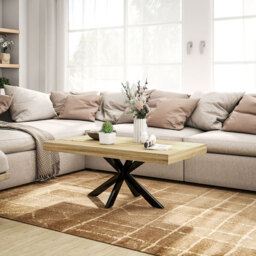 HOMCOM Coffee Table Contemporary Rectangle Oak Effect/Black - thumbnail 5