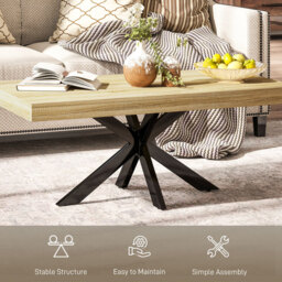 HOMCOM Coffee Table Contemporary Rectangle Oak Effect/Black - thumbnail 2