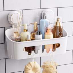 TAILI Suction Cup Shower Caddy, Bathroom Shower Basket Wall Mounted Organizer Shelf for Shampoo, Body Wash, Conditioner, Plastic Shower Rack for Kitchen & Bathroom, Drill-Free Removable - thumbnail 1