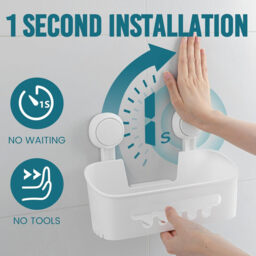 TAILI Suction Cup Shower Caddy, Bathroom Shower Basket Wall Mounted Organizer Shelf for Shampoo, Body Wash, Conditioner, Plastic Shower Rack for Kitchen & Bathroom, Drill-Free Removable - thumbnail 5