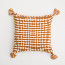 MEROPE, Acrylic Knit/Waffle Cushion Cover, 50x50cm, orange/white, 1pack - thumbnail 2