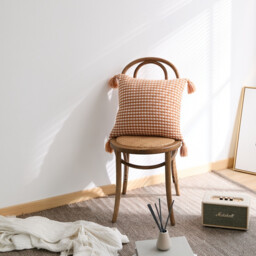 MEROPE, Acrylic Knit/Waffle Cushion Cover, 50x50cm, orange/white, 1pack - thumbnail 3
