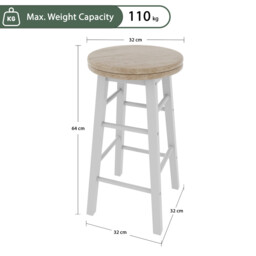 "Vida Designs Chef Vida Wooden Swivel Bar Stool, White " - thumbnail 7