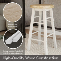 "Vida Designs Chef Vida Wooden Swivel Bar Stool, White " - thumbnail 2