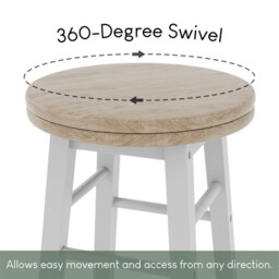 "Vida Designs Chef Vida Wooden Swivel Bar Stool, White " - thumbnail 3