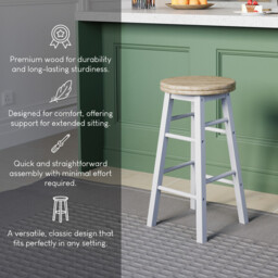 "Vida Designs Chef Vida Wooden Swivel Bar Stool, White " - thumbnail 6