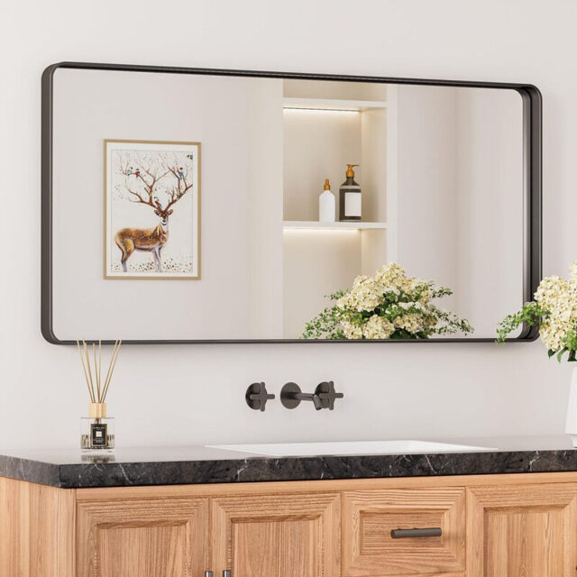 Melodieux Large Full Length Body Mirror for Wall 161x52 cm Black Deep Frame Big Tall Long Mirror for Leaning Hanging for Hallway Bedroom Living Room - image 1