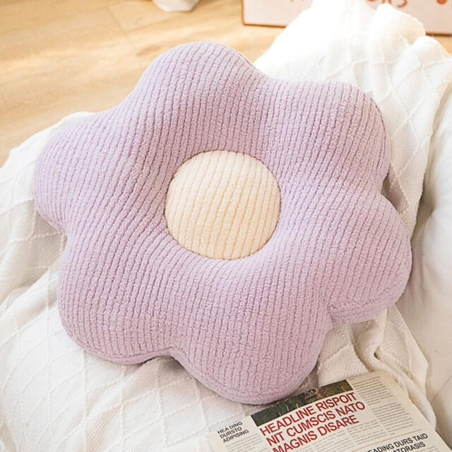 Flower-Shaped Cute Floor Pillow Flower Chair Cushions Reading Meditation Floor Pillow and Leisure and Comfortable Pillow(19.6in),Purple - image 1