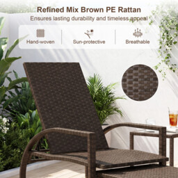 Costway Outdoor Chaise Lounge Chair Patio Wicker Chaise Lounger with 6-Position Adjustable Backrest - thumbnail 5