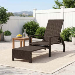 Costway Outdoor Chaise Lounge Chair Patio Wicker Chaise Lounger with 6-Position Adjustable Backrest - thumbnail 6