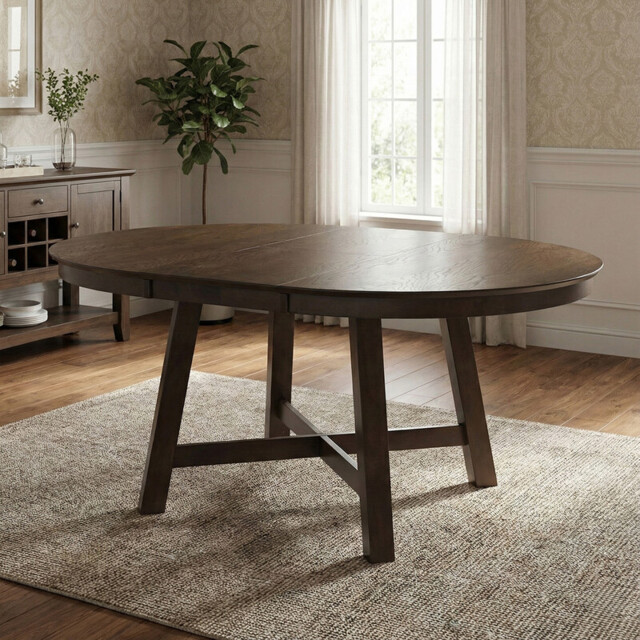Dining Table Roseville Extendable Round/Oval 115x115-154cm Walnut - image 1