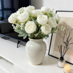 Wei's Moment 4Bunches Peony Artificial Flowers White Flowers Silk Peonies Bouquets for Wedding Party Table Centerpieces Floral Arrangement Home Kitchen Decor - thumbnail 6