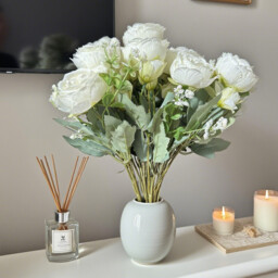 Wei's Moment 4Bunches Peony Artificial Flowers White Flowers Silk Peonies Bouquets for Wedding Party Table Centerpieces Floral Arrangement Home Kitchen Decor - thumbnail 5
