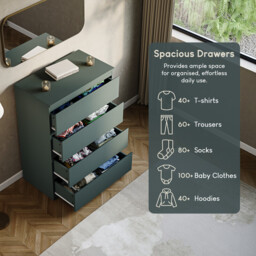 Vida Designs Drawer Chest Denver 4 Drawers Green - thumbnail 5