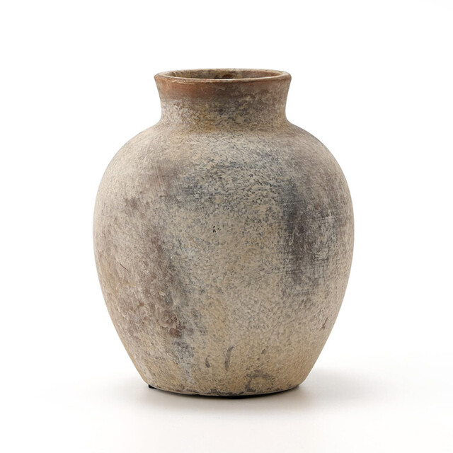 1pc/15.3cm6in Rustic Ceramic Flower Vase 6 Inch Cute Bohemian Style Home Decor Terracotta for Living Room Table Shelf Fireplace Decor Farmhouse Gray